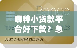 哪种小贷款平台好下款？急用钱必看的7个选择技巧