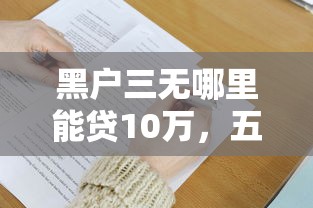 黑户三无哪里能贷10万，五大平台贷款快