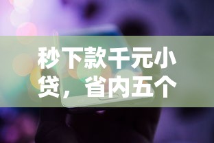 秒下款千元小贷，省内五个花户必下的平台100%通过率