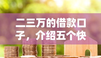 二三万的借款口子，介绍五个快速下款不看资质的贷款平台平台