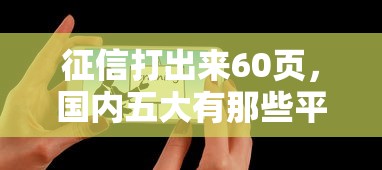 征信打出来60页，国内五大有那些平台可以借钱