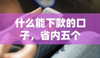 什么能下款的口子，省内五个平台借钱利息最低
