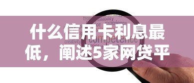 什么信用卡利息最低，阐述5家网贷平台可靠