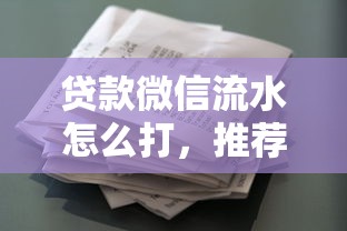 贷款微信流水怎么打，推荐五个跟安逸花差不多的平台
