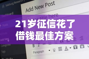 21岁征信花了借钱最佳方案