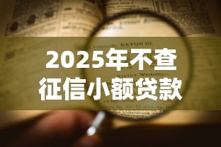 2025年不查征信小额贷款秒下款