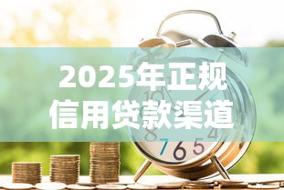2025年正规信用贷款渠道大全