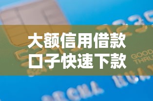 大额信用借款口子快速下款攻略