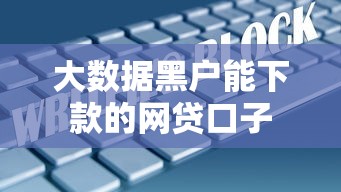 大数据黑户能下款的网贷口子
