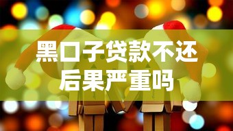 黑口子贷款不还后果严重吗