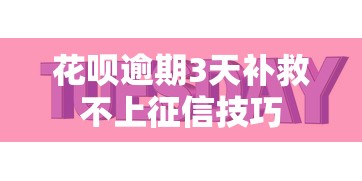 花呗逾期3天补救不上征信技巧