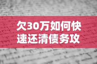 欠30万如何快速还清债务攻略