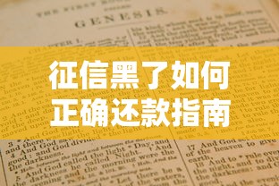 征信黑了如何正确还款指南