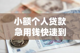 小额个人贷款急用钱快速到账方案