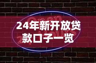 24年新开放贷款口子一览