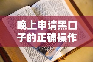 晚上申请黑口子的正确操作指南
