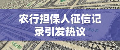 农行担保人征信记录引发热议