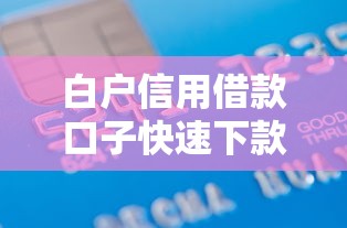 白户信用借款口子快速下款攻略
