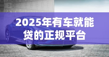 2025年有车就能贷的正规平台