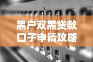 黑户双黑贷款口子申请攻略