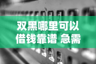 双黑哪里可以借钱靠谱 急需借款平台推荐安全正规