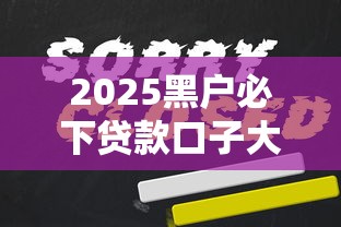 2025黑户必下贷款口子大全