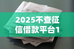 2025不查征信借款平台100%通过