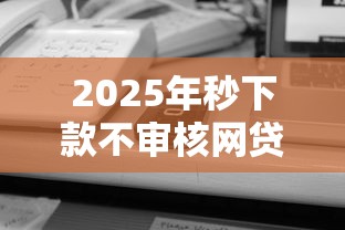 2025年秒下款不审核网贷平台