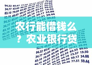 农行能借钱么？农业银行贷款条件和申请流程全解析