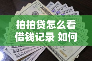 拍拍贷怎么看借钱记录 如何查询借款明细与还款状态