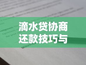 滴水贷协商还款技巧与成功方法