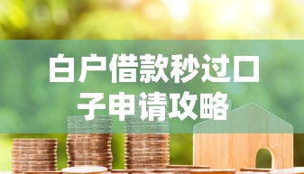 白户借款秒过口子申请攻略
