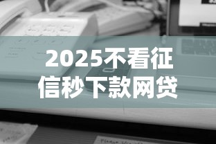 2025不看征信秒下款网贷大全