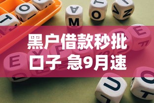 黑户借款秒批口子 急9月速看速记速存！探索5个网贷秒批口子急借钱平台