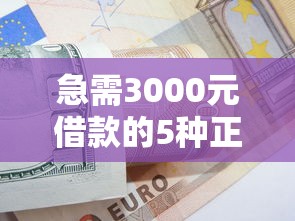 急需3000元借款的5种正规方法