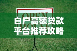 白户高额贷款平台推荐攻略