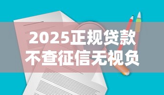 2025正规贷款不查征信无视负债