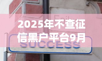 2025年不查征信黑户平台9月已帮您剖析！今日梳理2025年不查黑户的网贷口子_1