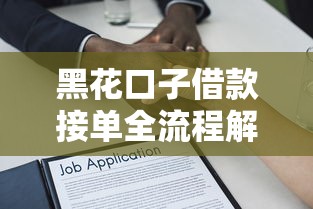 黑花口子借款接单全流程解析