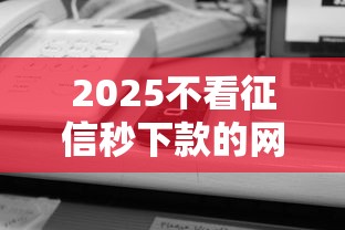 2025不看征信秒下款的网贷平台