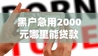 黑户急用2000元哪里能贷款