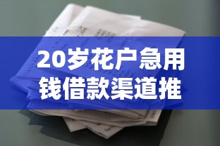 20岁花户急用钱借款渠道推荐