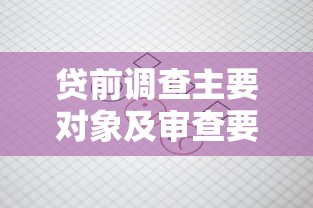贷前调查主要对象及审查要点