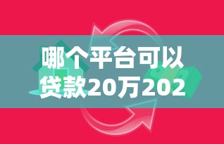 哪个平台可以贷款20万2025年借贷必备知识！今日筛选五个网贷口子可以借款二十万