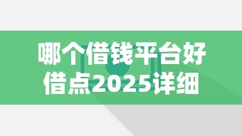 哪个借钱平台好借点2025详细妙招！剖析包括冀科享花以及云竹钱袋在内的这5个借款口子