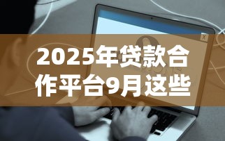 2025年贷款合作平台9月这些够用了！精选这5个网贷合作口子借款软件