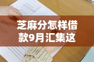 芝麻分怎样借款9月汇集这5个！本文为您深度归类！
