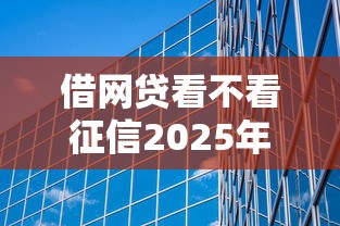 借网贷看不看征信2025年建议这5个！本篇为您深入整理！