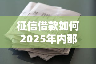 征信借款如何2025年内部通道攻略！本次解读5个征信贷款平台如何