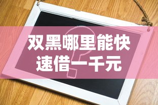 双黑哪里能快速借一千元
